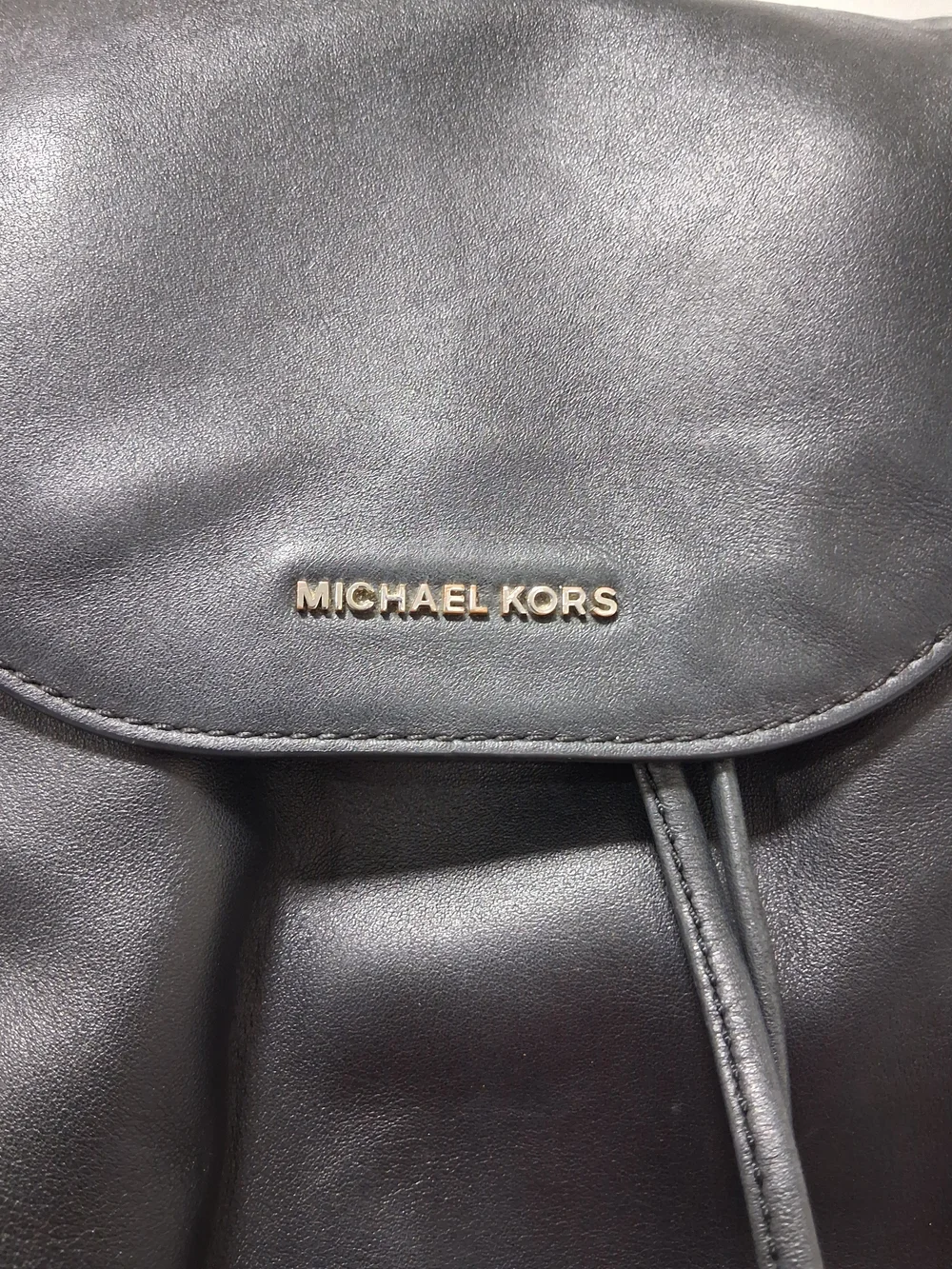 Michael Kors SADIE Black Leather Drawstring Backpack